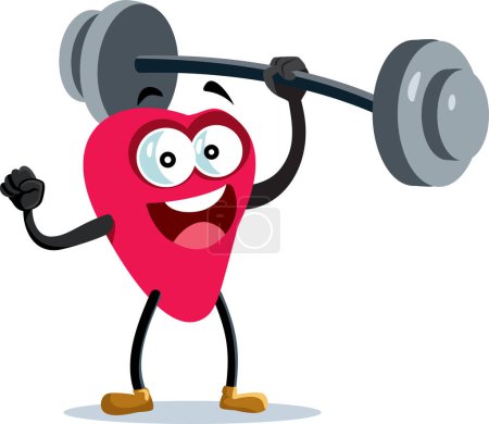 Illustration for Strong Heart Lifting Weights Feeling Powerful Vector Cartoon Illustration - Royalty Free Image