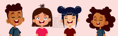 Téléchargez les illustrations : Happy Kids riant s'amuser ensemble Illustration vectorielle de bande dessinée - en licence libre de droit