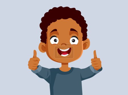 Happy Boy Making Ok Sign Gesture and Smiling Vector Illustration