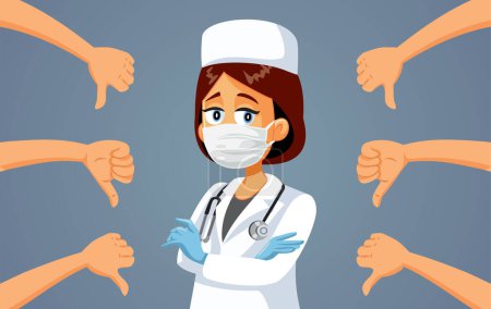 Illustration for Doctor Receiving Negative feedback from her Patients Vector Illustration - Royalty Free Image