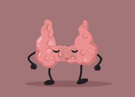 Illustration for Thyroid Gland Cartoon Mascot Character in Vector Style. Cheerful happy internal organ character design - Royalty Free Image