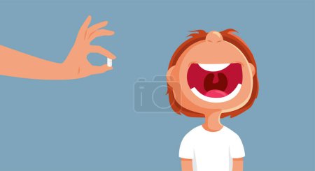 Parent Giving Treatment to a Toddler Kid Vector Drawing Illustration