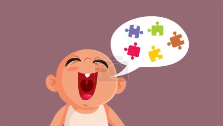 Illustration for Little Baby Leaning to Speak Vector Cartoon Illustration - Royalty Free Image
