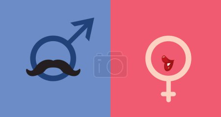 Illustration for Funny Symbols of Masculinity and Femininity Vector Cartoon Design Icons - Royalty Free Image