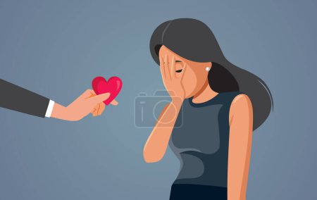 Illustration for Unhappy Woman Rejecting Unwanted Love Advances Vector Cartoon - Royalty Free Image