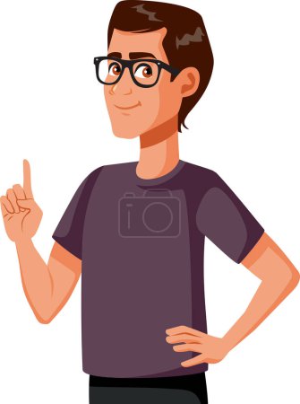 Illustration for Smart Man Pointing his Forefinger Vector Cartoon Character - Royalty Free Image