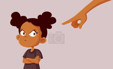 Illustration for Rebellious Girl Being Punished by her Parent Vector Cartoon illustration - Royalty Free Image