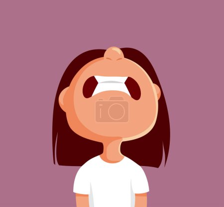 Ilustración de Infeliz niña entrando en pánico y estresante personaje de dibujos animados vectorial - Imagen libre de derechos