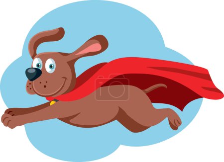 Illustration for Superhero Dog Flying in the Sky Vector Mascot Character Design - Royalty Free Image