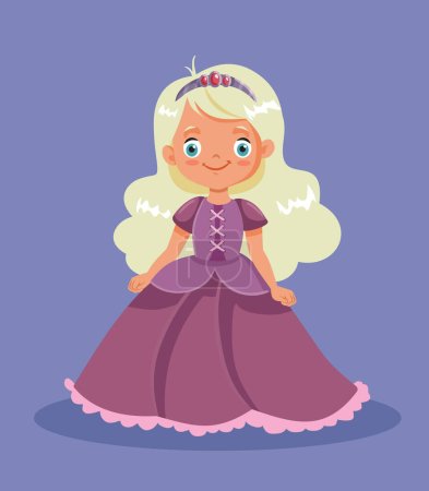 Belle petite princesse portant une robe à bille personnage de dessin animé vectoriel