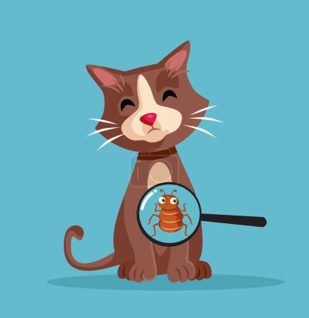 Ilustración de Gato infeliz teniendo un problema de pulgas Vector personaje de dibujos animados - Imagen libre de derechos