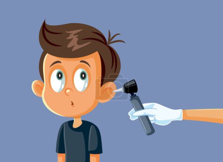 Illustration for Doctor Using Otoscope for Ear Control on a Child Vector Illustration - Royalty Free Image