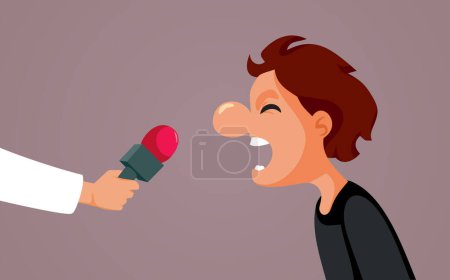 Illustration for Man Screaming in a Microphone Interview Vector Cartoon - Royalty Free Image