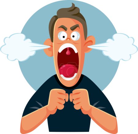 Illustration for Angry Fuming Man Vector Cartoon Character Acting Stressed - Royalty Free Image