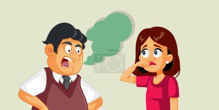 Illustration for Man Suffering from Halitosis Being Repulsive to Women Vector Illustration - Royalty Free Image