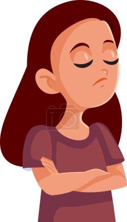 Illustration for Entitled Teen Girl Feeling Smug and Superior Vector Cartoon Character. Teenager having a haughty and arrogant attitude because of her selfishness - Royalty Free Image