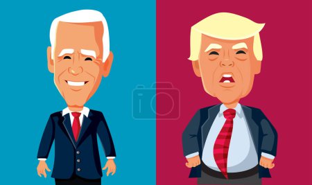 Illustration for NY, USA, November 10, 2023, Donald Trump Versus Joe Biden Vector drawing of presidential candidates for next election - Royalty Free Image