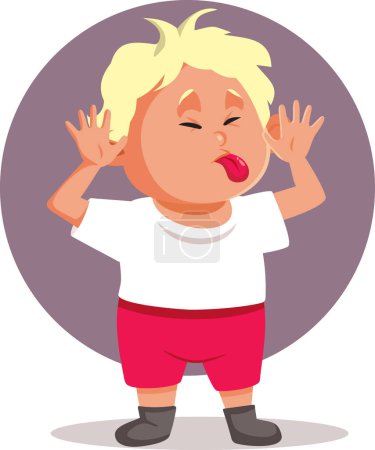 Ilustración de Travieso grosero niño haciendo caras Vector personaje de dibujos animados - Imagen libre de derechos