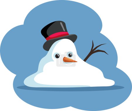 Illustration for Funny Melted Snowman Vector Cartoon Drawing Illustration - Royalty Free Image