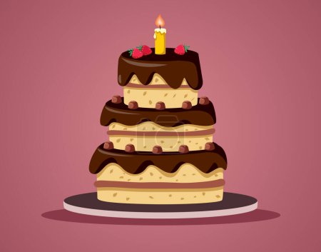 Ilustración de Delicioso pastel de chocolate Vector Panadería Concepto Ilustración de dibujos animados - Imagen libre de derechos