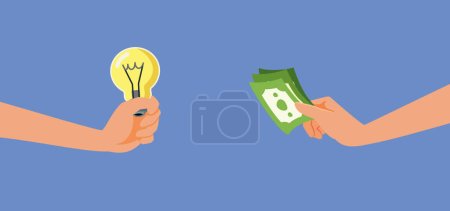 Money in Exchange for Ideas and Creativity Vector Illustration