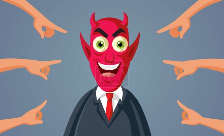 Ilustración de Gente culpando al diablo por todo Vector Ilustración conceptual - Imagen libre de derechos