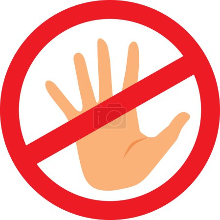 Téléchargez les illustrations : Aucun signe avec Halt Palm Gesture Vector Icon Design - en licence libre de droit