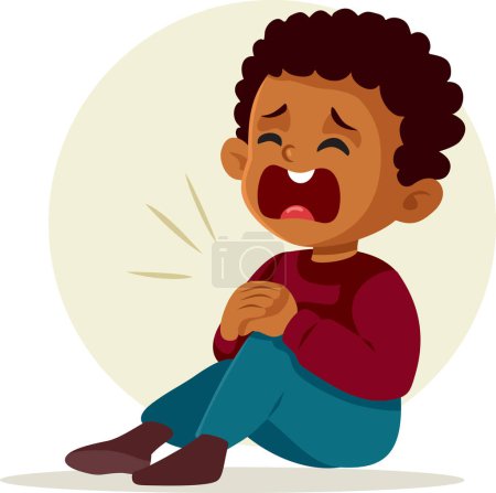 Illustration for Crying Toddler Suffering a Knee Injury Falling Vector Cartoon - Royalty Free Image