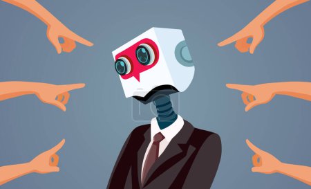 Ilustración de Gente culpando a un robot por robar trabajos Vector Concepto Ilustración - Imagen libre de derechos
