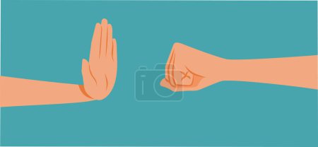 Illustration for Hand of a Victim Making Stop Gesture Vector Illustration - Royalty Free Image