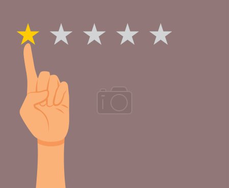Illustration for Hand Giving One Star Rating Feedback Vector Cartoon Illustration - Royalty Free Image