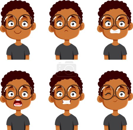 Ilustración de Expresión facial vectorial de un niño de etnia africana - Imagen libre de derechos