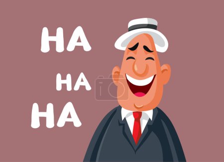 Illustration for Funny Mature Happy Man Laughing Vector Cartoon Character - Royalty Free Image