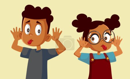 Illustration for Vector Brother and Sister taunting Each other Acting Out - Royalty Free Image