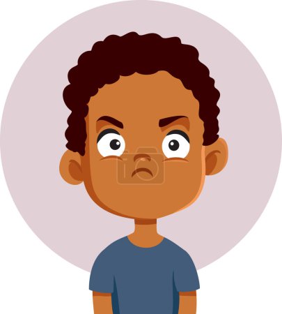 Illustration for Angry Boy of African Ethnicity Frowning Upset Vector Character - Royalty Free Image