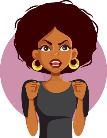 Téléchargez les illustrations : Femme en colère bouleversée de caractère de dessin animé vectoriel d'ethnicité noire - en licence libre de droit