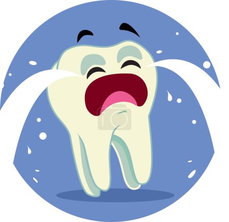 Téléchargez les illustrations : Illustration de dessin animé vectoriel de bulle de pleurs de dents malades - en licence libre de droit