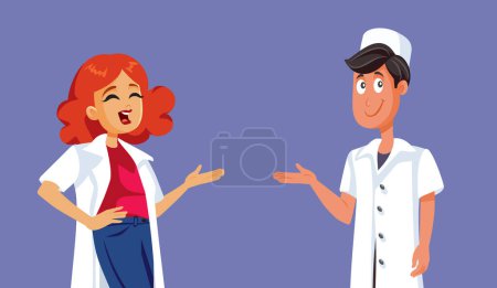 Illustration for Medical Doctors Making Presentation Gesture Vector Cartoon Illustration - Royalty Free Image