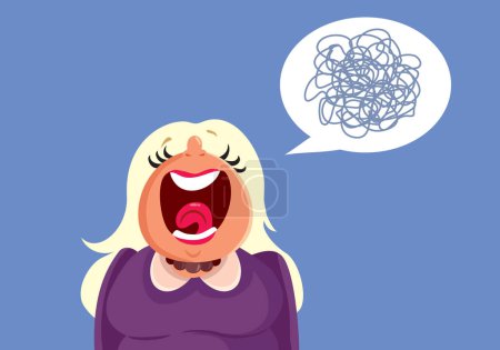 Illustration for Vector Mature Woman Speaking Incoherent Babbling and Gossiping - Royalty Free Image