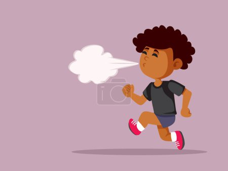 Ilustración de Niño corriendo y quejándose de agotamiento Vector Ilustración - Imagen libre de derechos