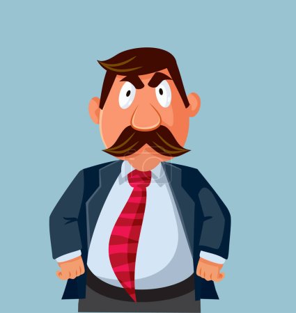 Angry Businessman with Hands on Hips Vector Cartoon Character