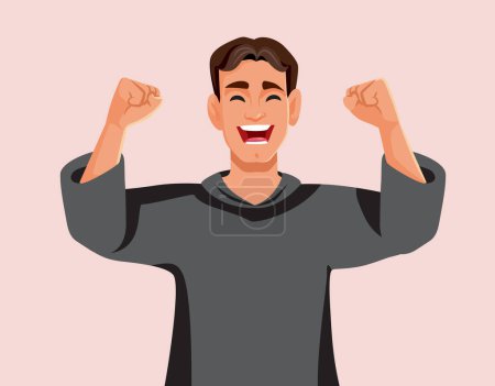 Ilustración de Hombre alegre Sentirse Emocionado y Feliz Celebrando Carácter Vector - Imagen libre de derechos