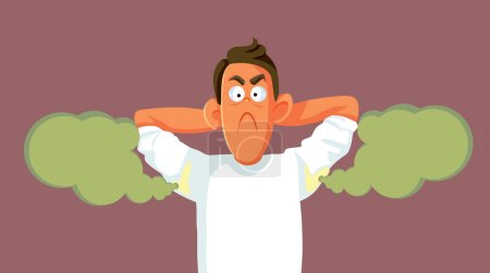 Illustration for Funny Man with Smelly Armpits Having Sweaty Body Vector Illustration - Royalty Free Image