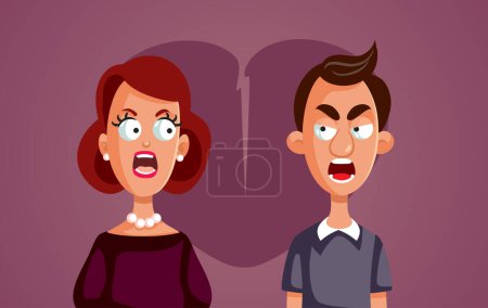 Illustration for Vector Angry Couple Having a Dispute falling out of Love - Royalty Free Image