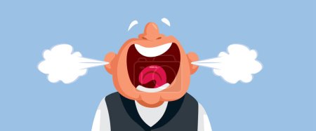 Illustration for Vector Angry Mature Man Having Steam Coming Out of his Ears - Royalty Free Image