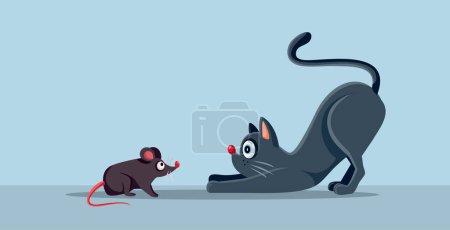 Téléchargez les illustrations : Rivalité chat-souris vecteur Illustration conceptuelle drôle - en licence libre de droit