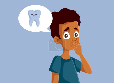 Ilustración de Adolescente joven que tiene problemas dentales durante la pubertad - Imagen libre de derechos