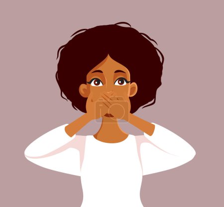 Illustration for Scared Woman Covering her Mouth Vector Character Illustration - Royalty Free Image