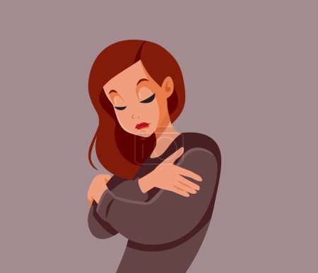 Illustration for Lonely Girl Suffering from Depression Vector Character Illustration - Royalty Free Image