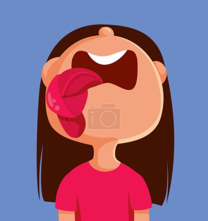 Illustration for Little Girl with Tied Tongue Vector Cartoon Illustration - Royalty Free Image